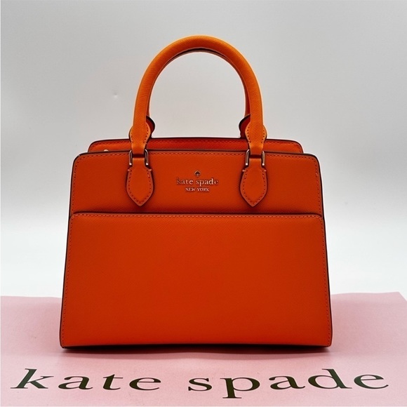 kate spade Handbags - Kate Spade Madison Saffiano Leather
Small Satchel Bag Orange/Gold